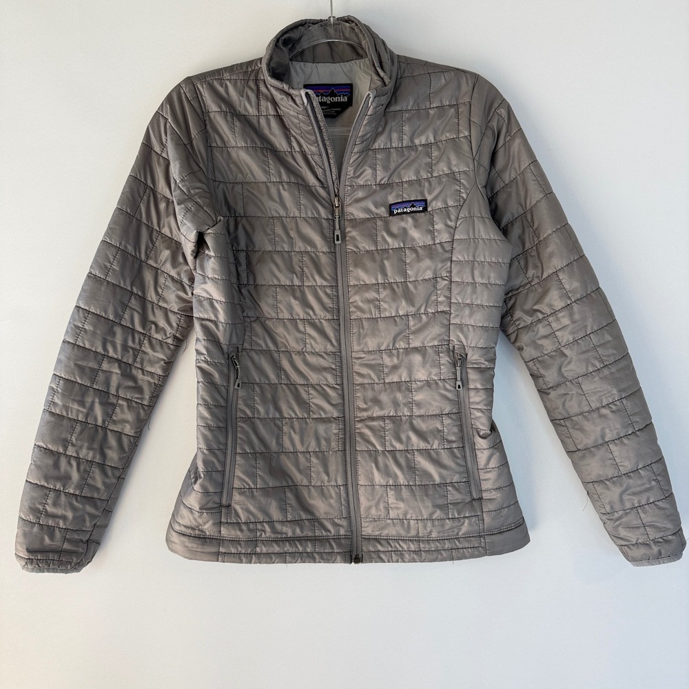 Patagonia Nano Puff Jacket Women XS Silver Grey 84216 Quilted PrimaLoft Full Zip